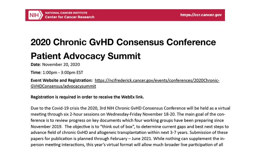 2020 Chronic GvHD Consensus Conference Patient Advocacy Summit