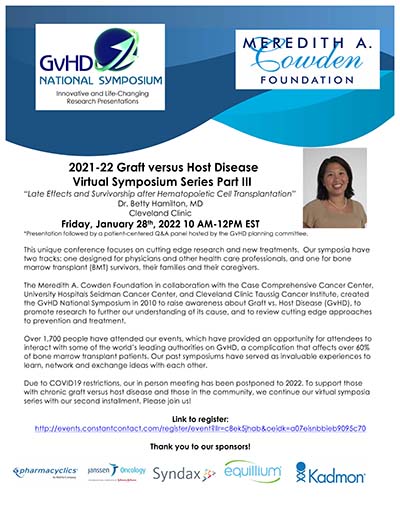 There is still time to register! 2021-22 Graft versus Host Disease Virtual Symposium Series - Part III